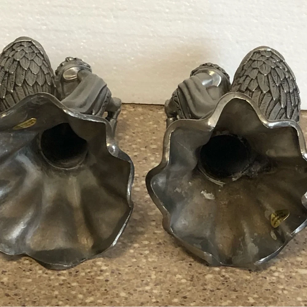 Pewter Pair of Praying Angels Right And Left  Set